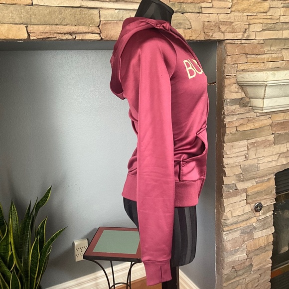VTG Y2K Burton Snowboard DryRide WB Scoop Hoodie Fleece Layering Maroon Gold XS - Picture 4 of 10